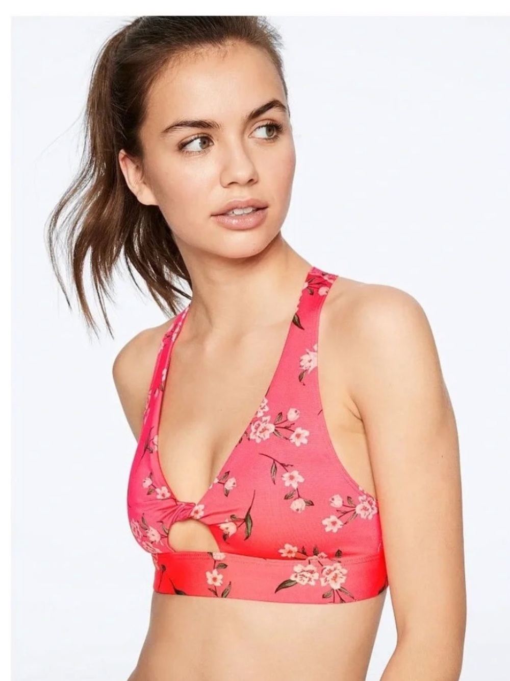PINK by Victoria’s Secret Floral Pink Twist Sports Bra